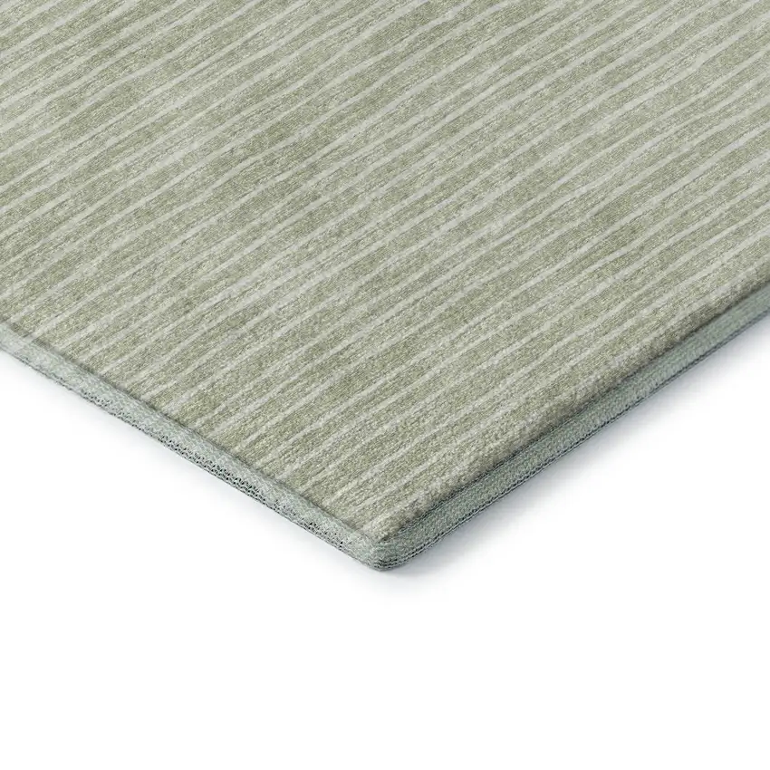 Light Gray And Ivory Striped Washable Area Rug With UV Protection Photo 8