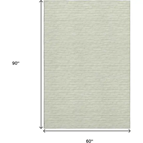 Light Gray And Ivory Striped Washable Area Rug With UV Protection Photo 3