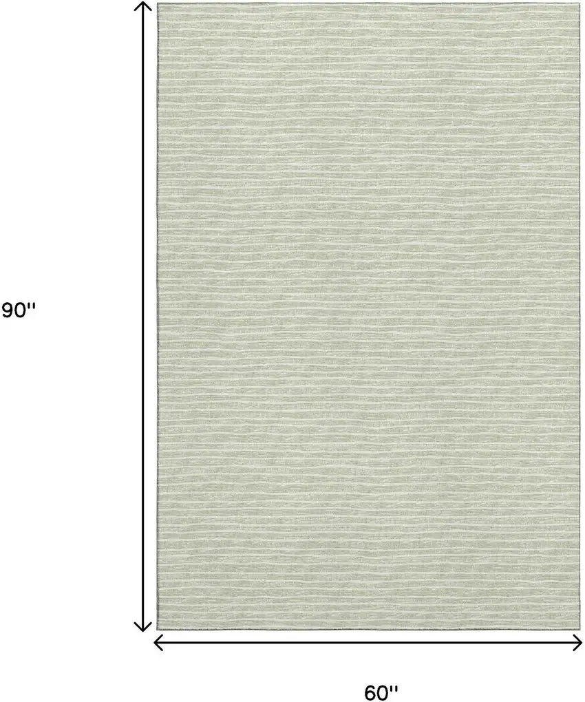 Light Gray And Ivory Striped Washable Area Rug With UV Protection Photo 3