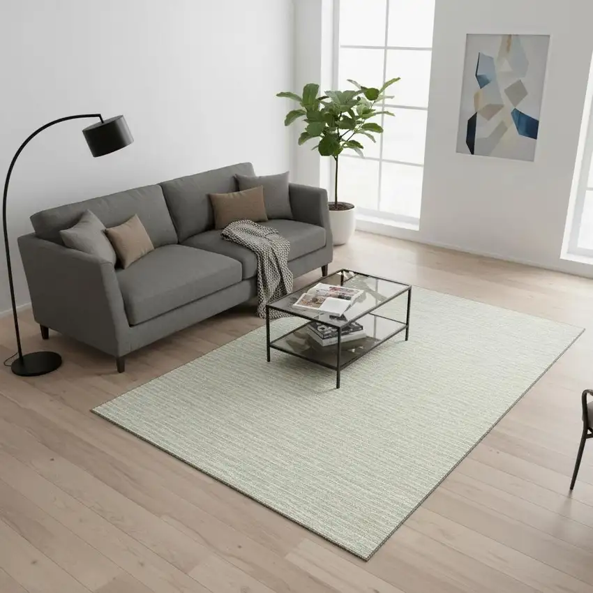 Light Gray And Ivory Striped Washable Area Rug With UV Protection Photo 1