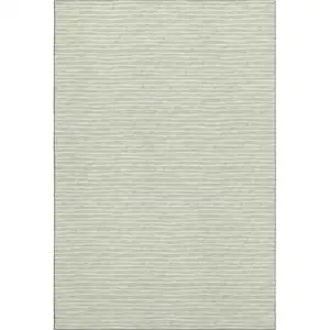 Photo of Light Gray And Ivory Striped Washable Area Rug With UV Protection