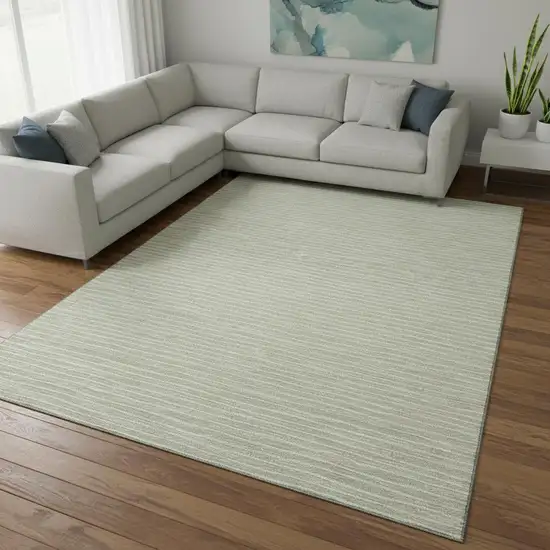 Light Gray And Ivory Striped Washable Area Rug With UV Protection Photo 1