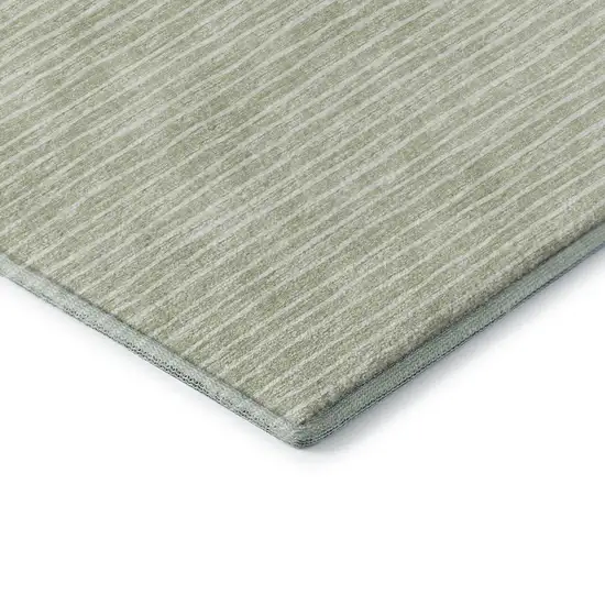 Light Gray And Ivory Striped Washable Area Rug With UV Protection Photo 7