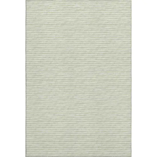 Light Gray And Ivory Striped Washable Area Rug With UV Protection Photo 2