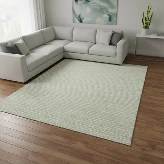 Light Gray And Ivory Striped Washable Area Rug With UV Protection Photo 1