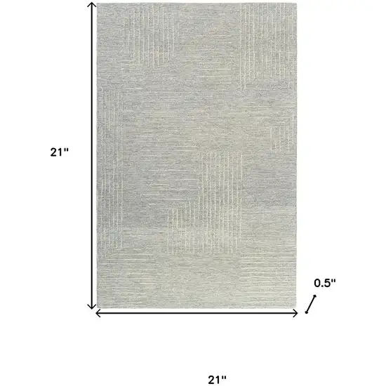Light Gray And Ivory Wool Geometric Hand Tufted Square Rug Photo 3