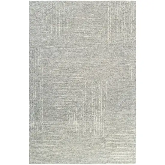 Light Gray And Ivory Wool Geometric Hand Tufted Square Rug Photo 2