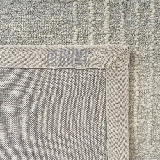 Light Gray And Ivory Wool Geometric Hand Tufted Square Rug Photo 9