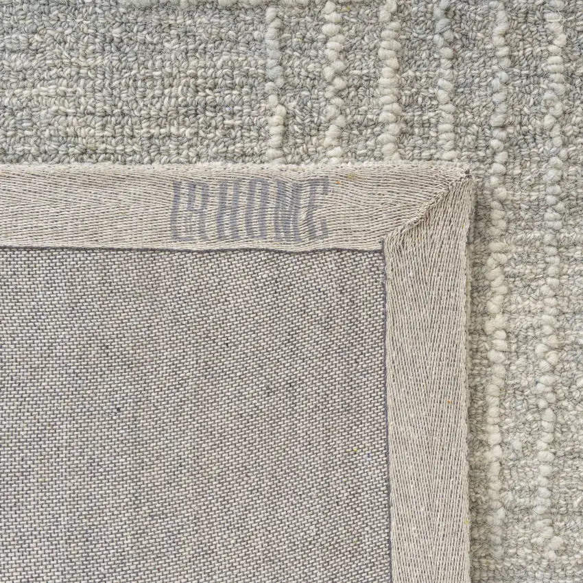 Light Gray And Ivory Wool Geometric Hand Tufted Square Rug Photo 9