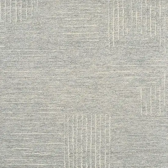 Light Gray And Ivory Wool Geometric Hand Tufted Square Rug Photo 4