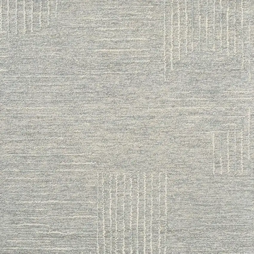 Light Gray And Ivory Wool Geometric Hand Tufted Square Rug Photo 4