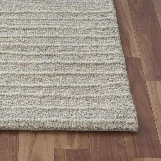 Light Gray And Ivory Wool Geometric Hand Tufted Square Rug Photo 8