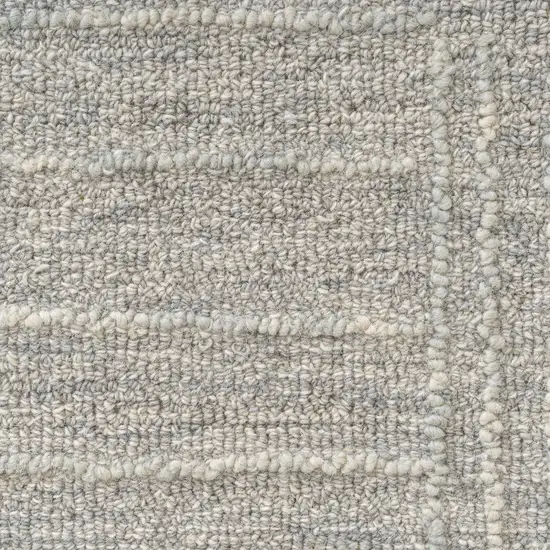 Light Gray And Ivory Wool Geometric Hand Tufted Square Rug Photo 9