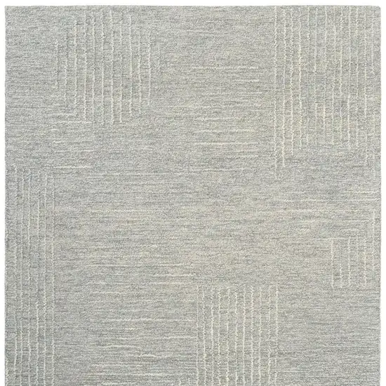 Light Gray And Ivory Wool Geometric Hand Tufted Square Rug Photo 5