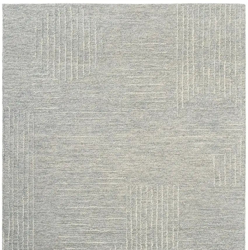 Light Gray And Ivory Wool Geometric Hand Tufted Square Rug Photo 5