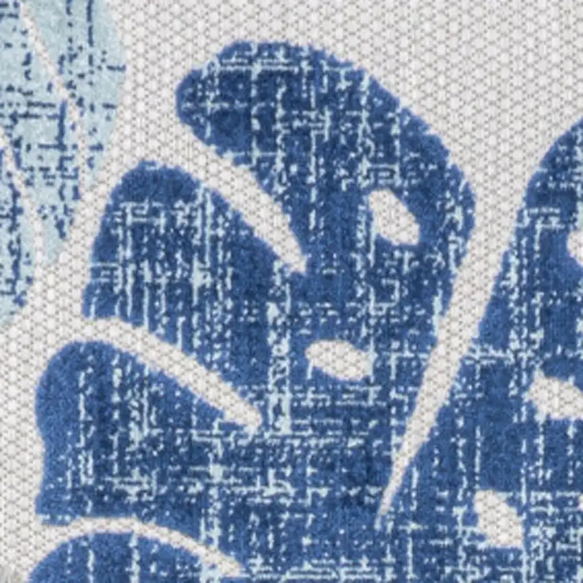 Light Gray And Navy Blue Floral Indoor Outdoor Area Rug Photo 4