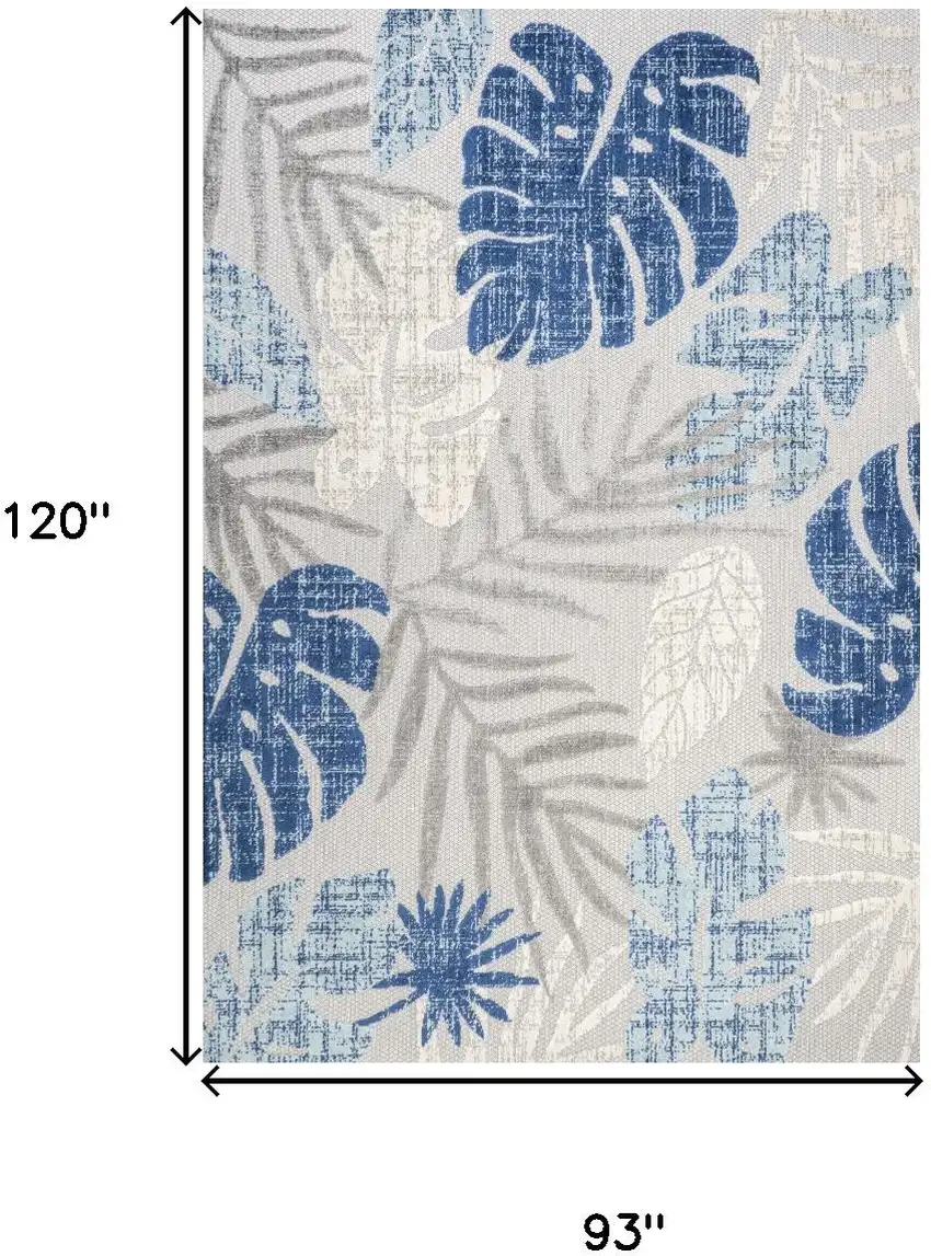 Light Gray And Navy Blue Floral Indoor Outdoor Area Rug Photo 3