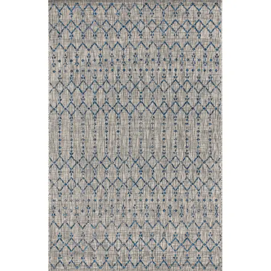 Light Gray And Navy Blue Trellis Indoor Outdoor Area Rug Photo 1