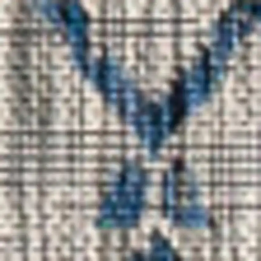 Light Gray And Navy Blue Trellis Indoor Outdoor Area Rug Photo 3