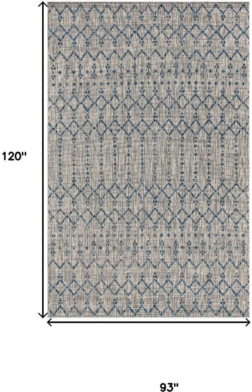 Light Gray And Navy Blue Trellis Indoor Outdoor Area Rug Photo 3