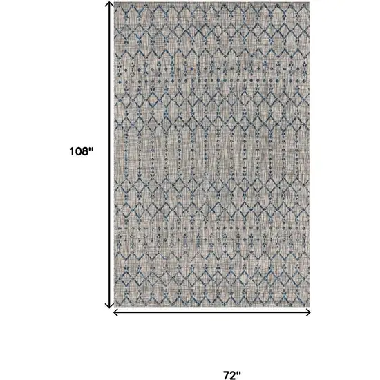 Light Gray And Navy Blue Trellis Indoor Outdoor Area Rug Photo 3