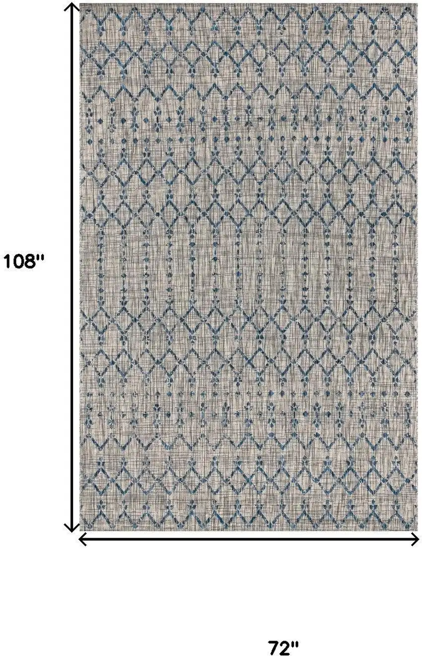 Light Gray And Navy Blue Trellis Indoor Outdoor Area Rug Photo 3