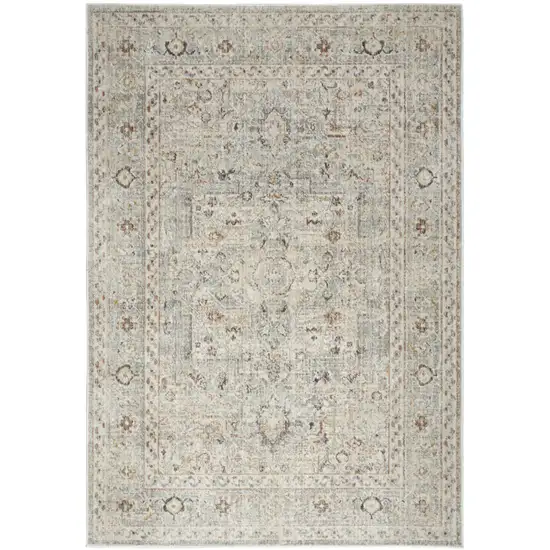 Light Gray Black And Yellow Floral Distressed Area Rug Photo 8