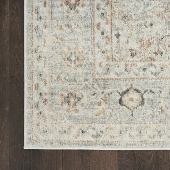 Light Gray Black And Yellow Floral Distressed Area Rug Photo 9