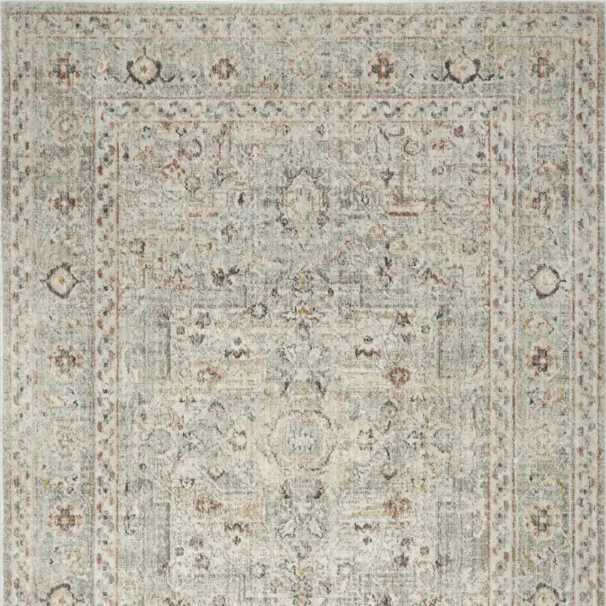 Light Gray Black And Yellow Floral Distressed Area Rug Photo 8