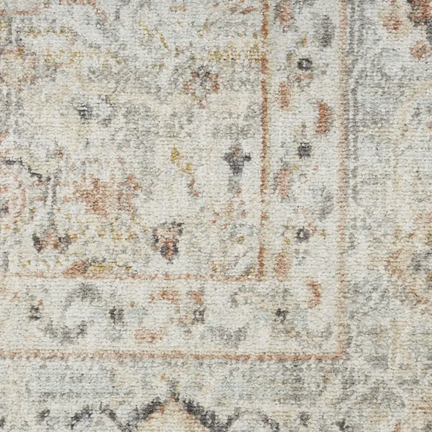 Light Gray Black And Yellow Floral Distressed Area Rug Photo 3