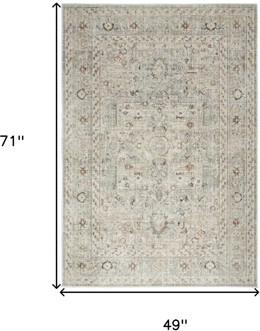 Light Gray Black And Yellow Floral Distressed Area Rug Photo 3