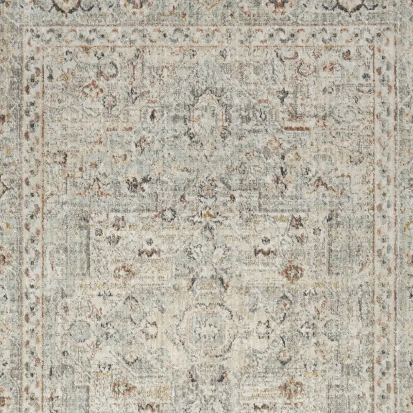 Light Gray Black And Yellow Floral Distressed Area Rug Photo 9