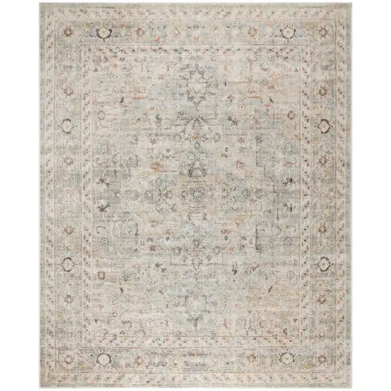 Light Gray Black And Yellow Floral Distressed Area Rug Photo 8