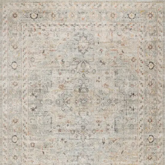 Light Gray Black And Yellow Floral Distressed Area Rug Photo 9