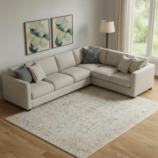 Light Gray Black And Yellow Floral Distressed Area Rug Photo 1