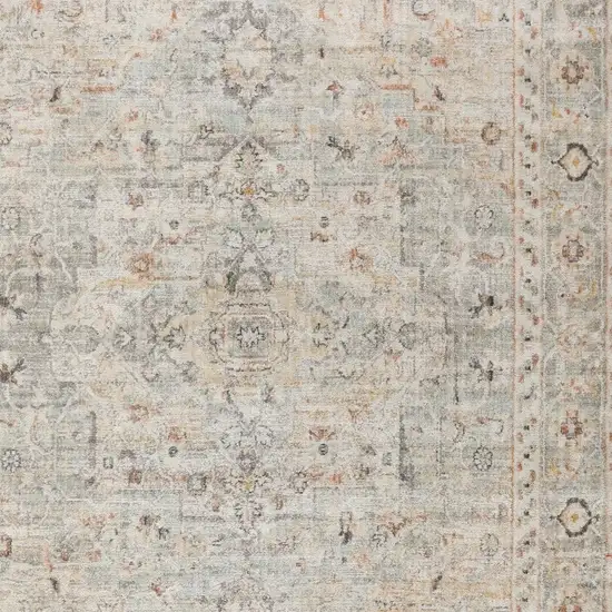 Light Gray Black And Yellow Floral Distressed Area Rug Photo 9