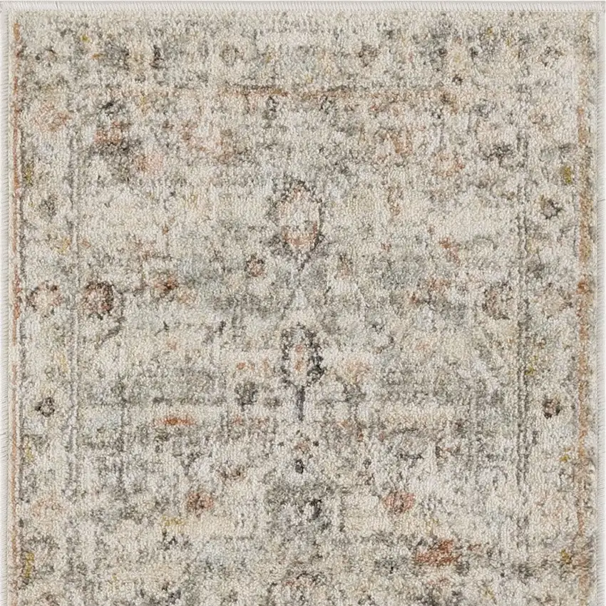 Light Gray Black And Yellow Floral Distressed Area Rug Photo 7