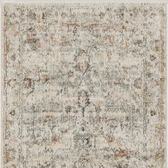 Light Gray Black And Yellow Floral Distressed Area Rug Photo 7