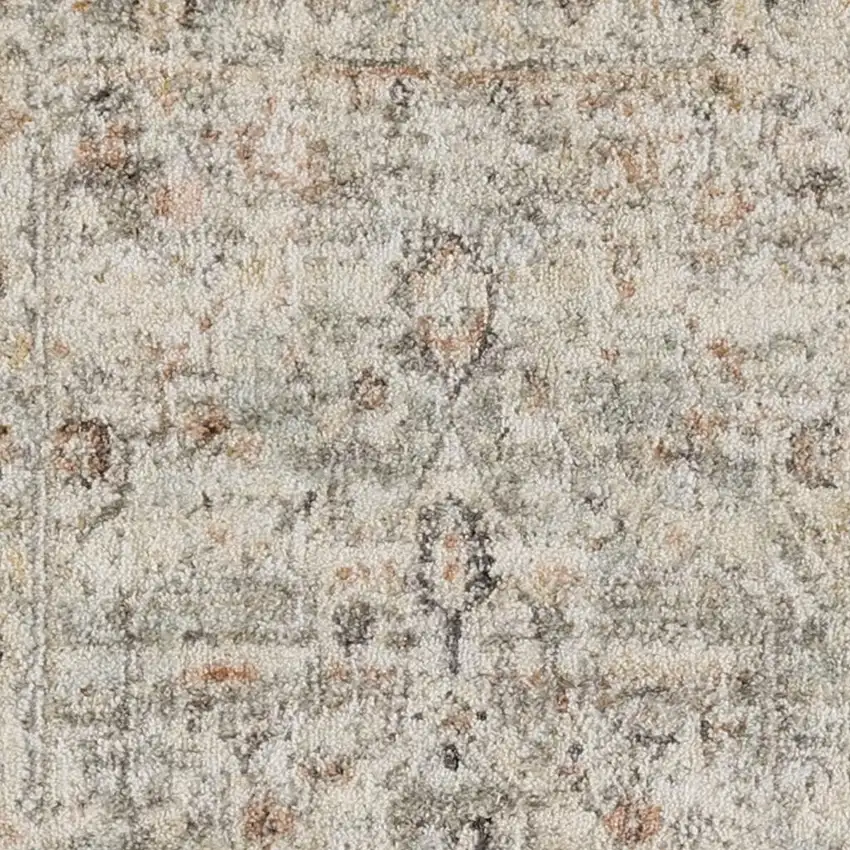 Light Gray Black And Yellow Floral Distressed Area Rug Photo 3