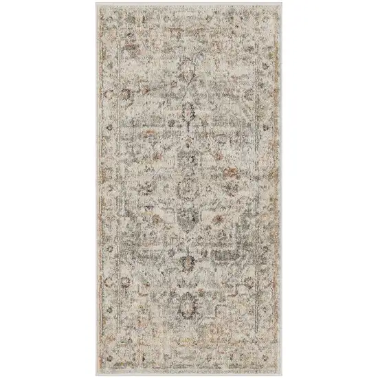 Light Gray Black And Yellow Floral Distressed Area Rug Photo 2