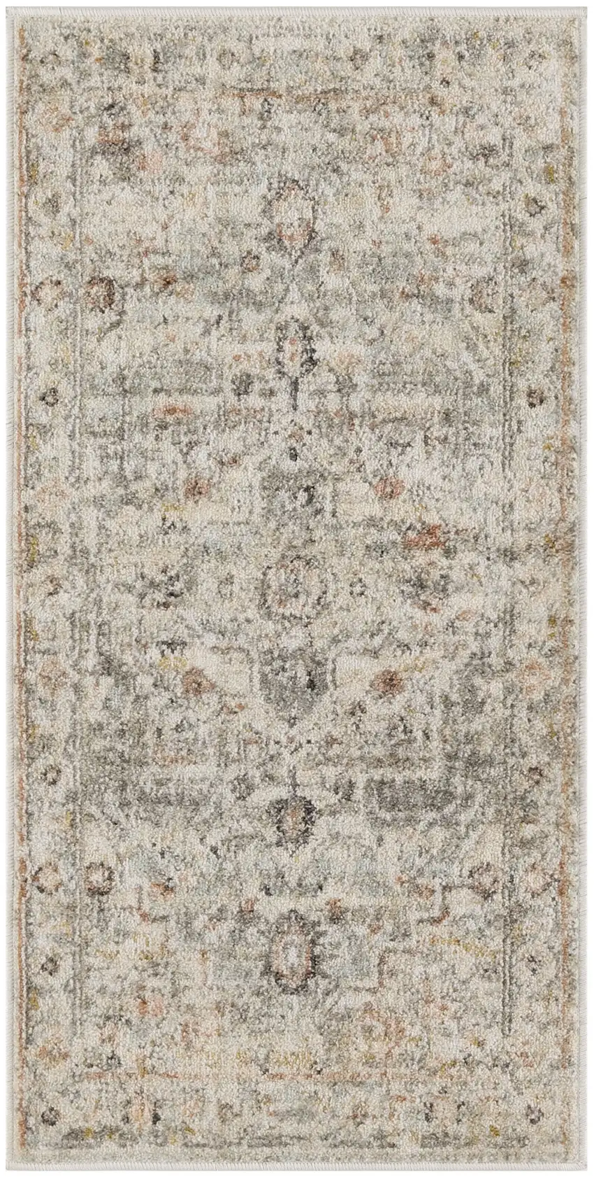 Light Gray Black And Yellow Floral Distressed Area Rug Photo 2