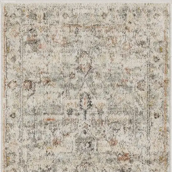 Light Gray Black And Yellow Floral Distressed Area Rug Photo 4