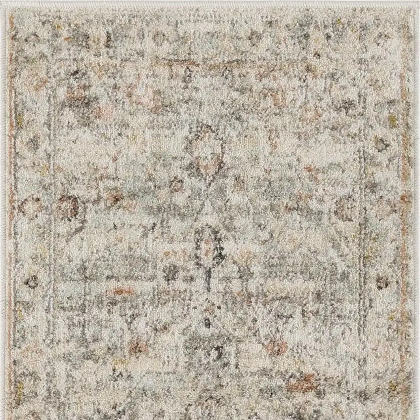 Light Gray Black And Yellow Floral Distressed Area Rug Photo 4