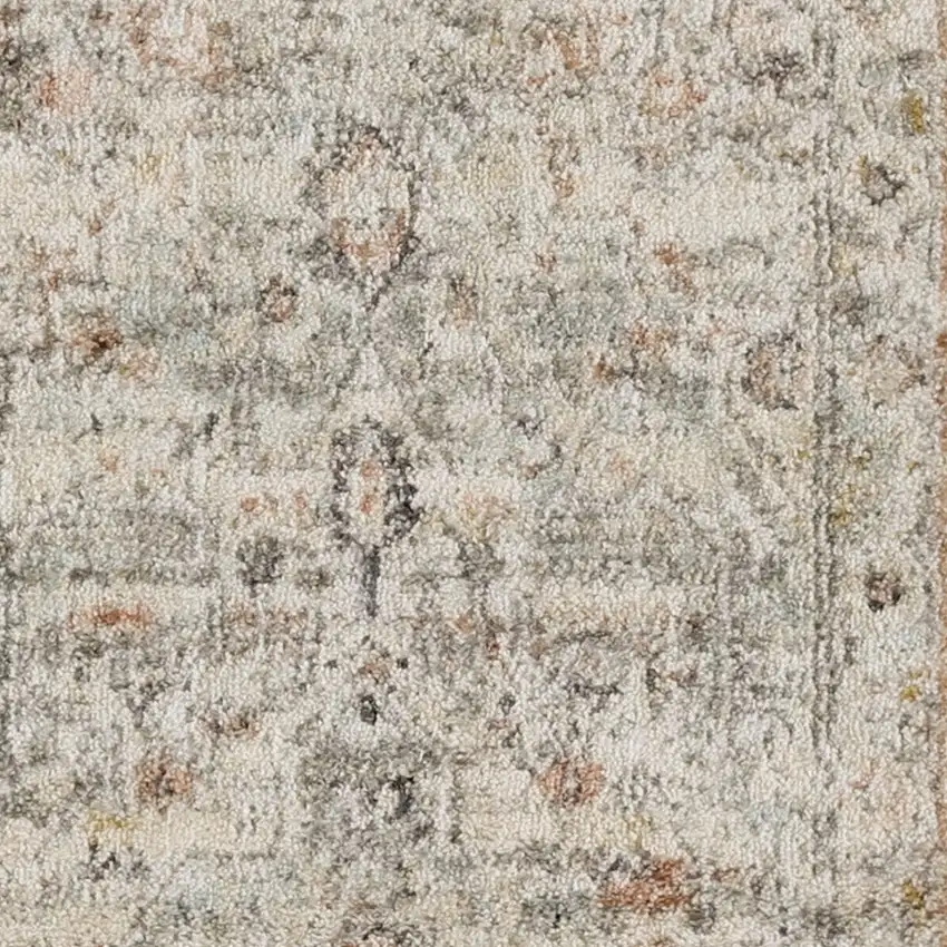 Light Gray Black And Yellow Floral Distressed Area Rug Photo 6