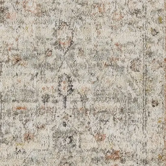 Light Gray Black And Yellow Floral Distressed Area Rug Photo 6