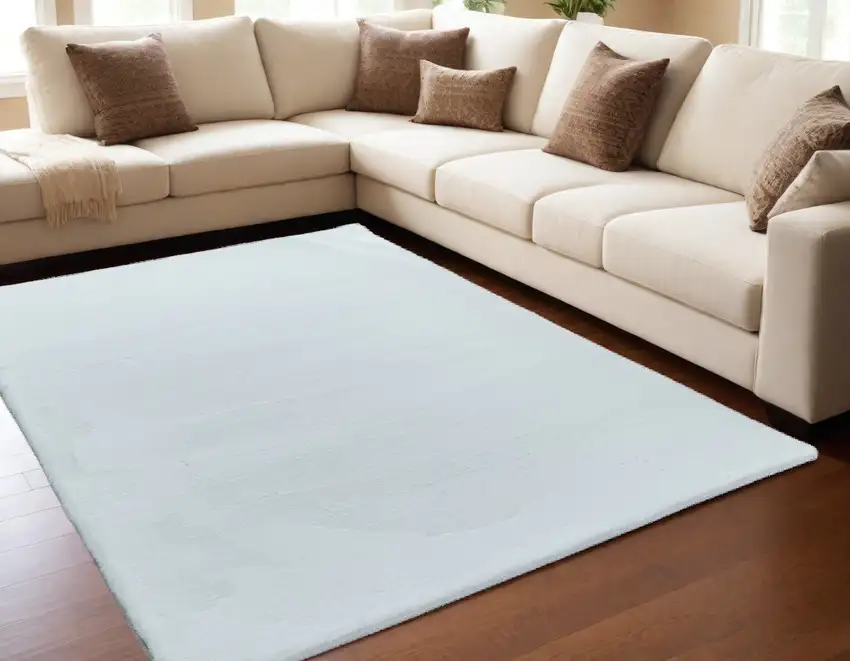 Light Gray Faux Fur Shag Non Skid Area Rug Photo 2
