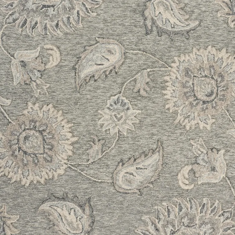 Light Gray Floral Area Rug Photo 2