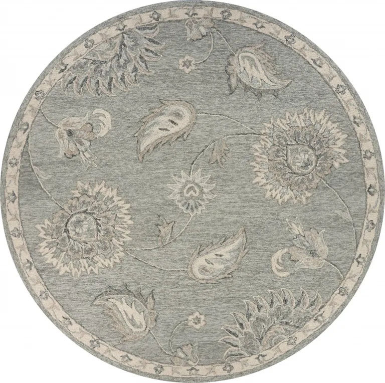 Light Gray Floral Area Rug Photo 1