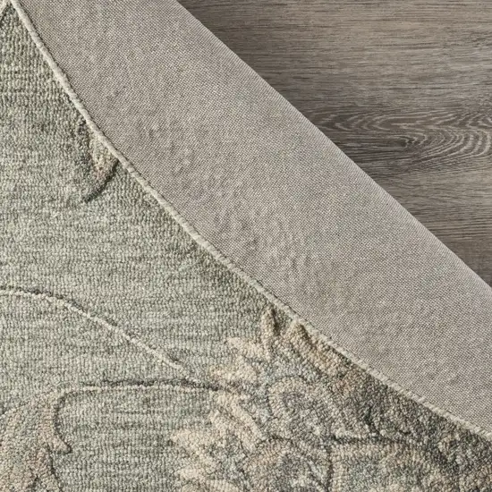 5' Gray Round Wool Hand Tufted Area Rug Photo 8