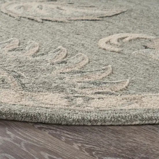 5' Gray Round Wool Hand Tufted Area Rug Photo 9